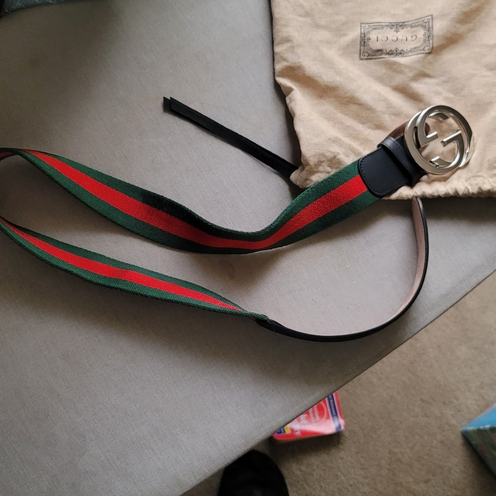 Men size 90-36 Gucci Web Belt with G Buckle - Picture 5 of 9